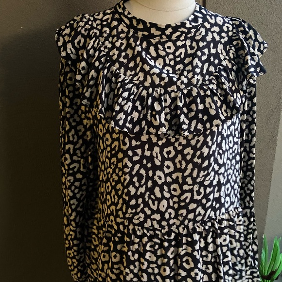 Zara Animal Print Long sleeve Smock dress size Large - Picture 14 of 14
